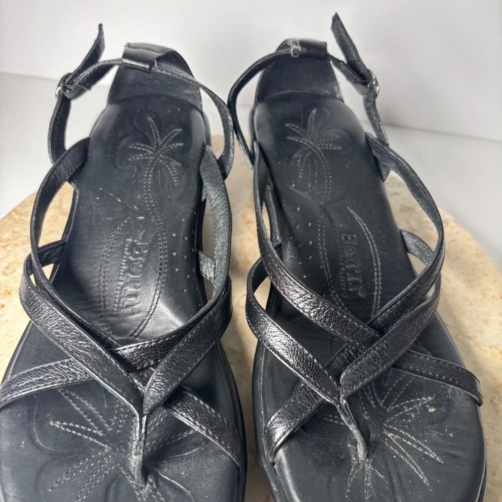 Black Strappy Wedge Sandals - Women